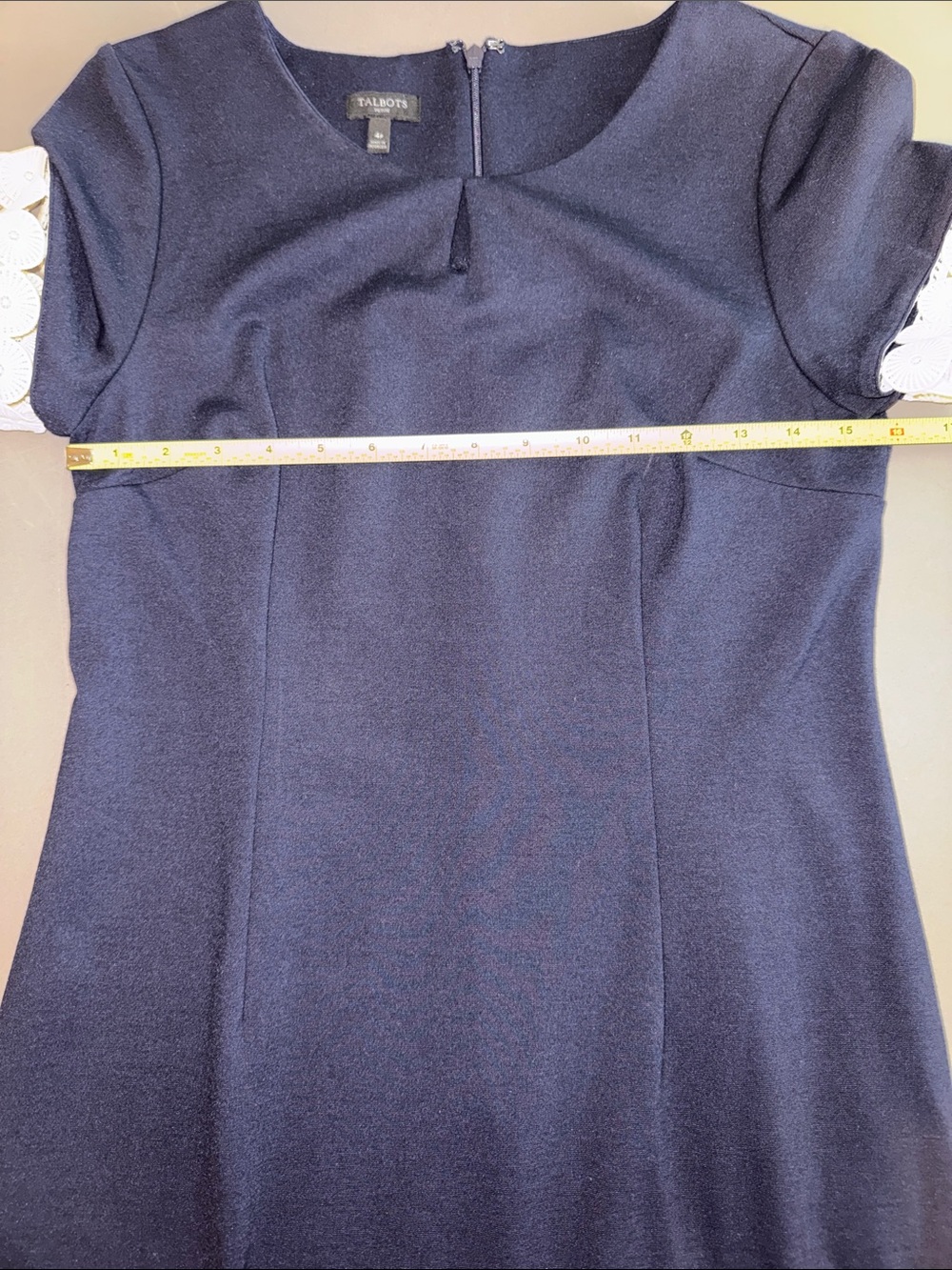 Talbots Navy Dress with White Trim Size 4P - Picture 6 of 7